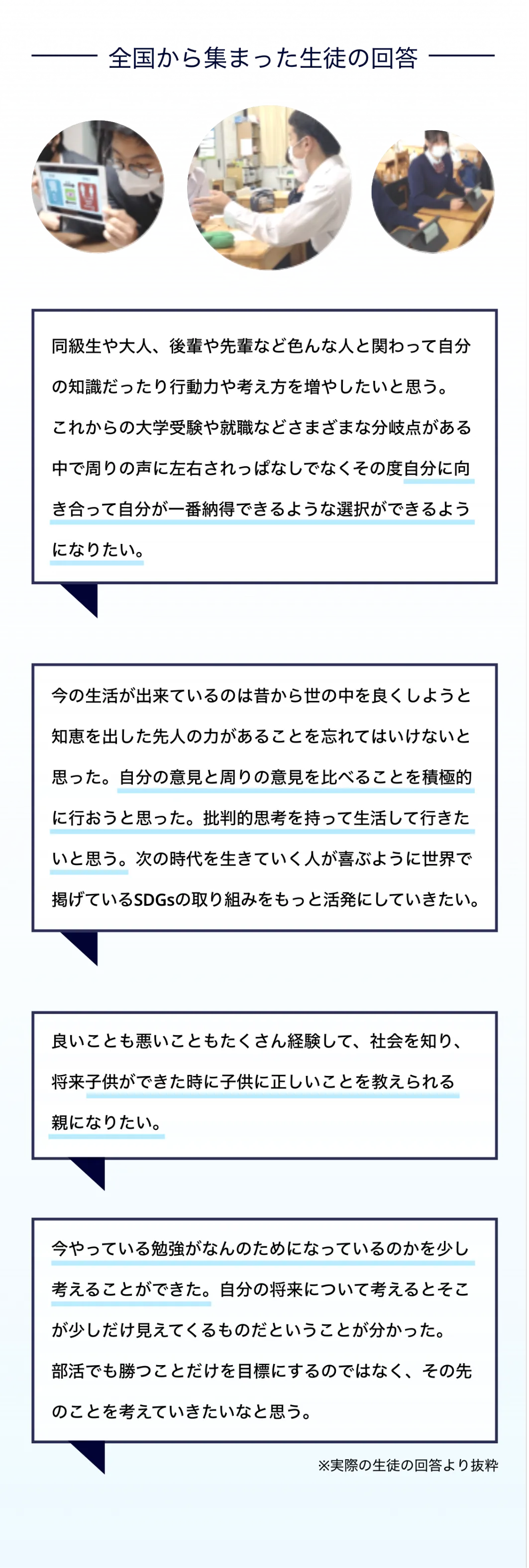 全国から集まった生徒の反応